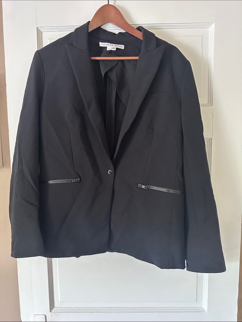Veronica Beard Scuba Black Single-Button Tailored Blazer SIZE 14